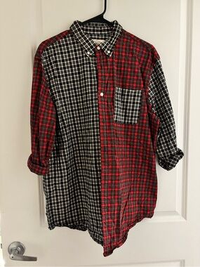 St. John's Bay Two-Tone Plaid Button-Down Shirt - Red & Black